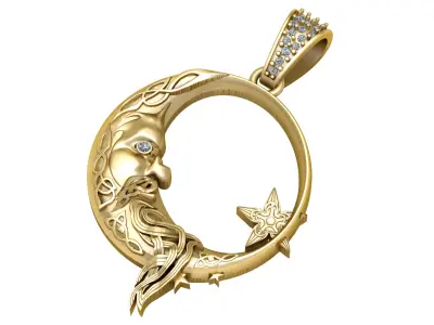 MOON STAR PENDANT 3D PRINTABLE MODEL  3D print model