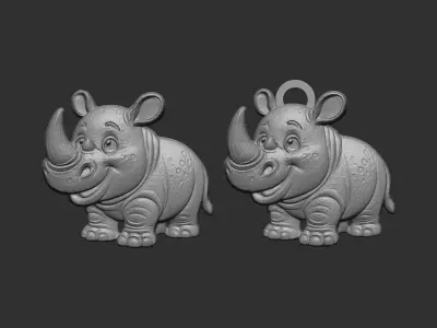 cartoon rhinocero keychain cnc model 3D print model