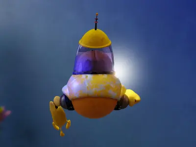Reboot spaceship flying in sky 3D model