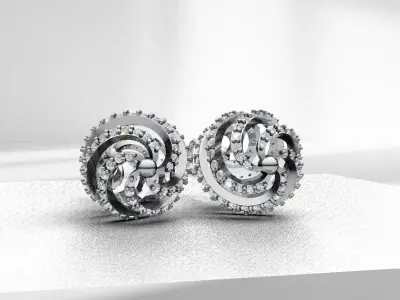 Earrings with diamonds 3D model