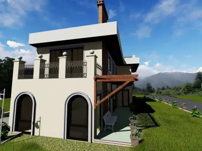 VILLA HOUSE Low-poly 3D model