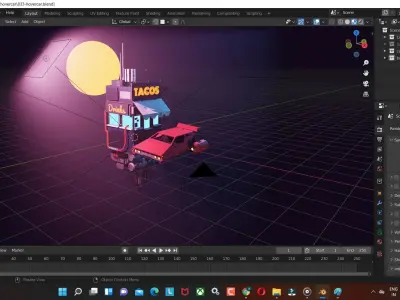 Cyberpunk Hover Car Game-Ready Low-poly 3D model Low-poly 3D model