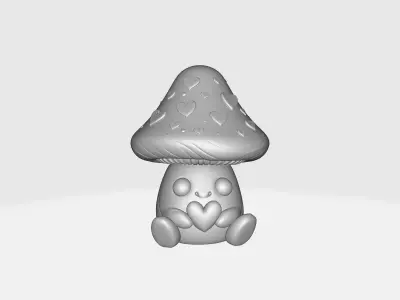 Cute Valentine Mushroom Figurine Heart Holding Kawaii Decor 3D print model
