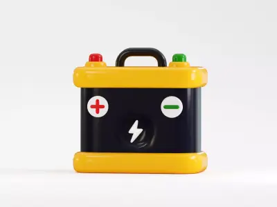 Accumulator car battery Low-poly 3D model