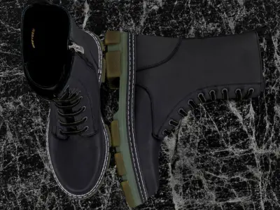 GREYDER 3D BOOTS - LEATHER - BLACK - HIGH Low-poly 3D model