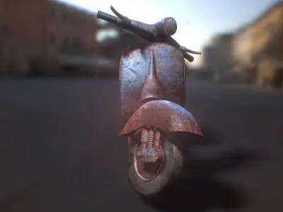 PBR Retro Scooter Low-poly 3D model