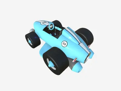 Cartoon Kart B10 Light Blue - Vehicle Racing Design Low-poly 3D model