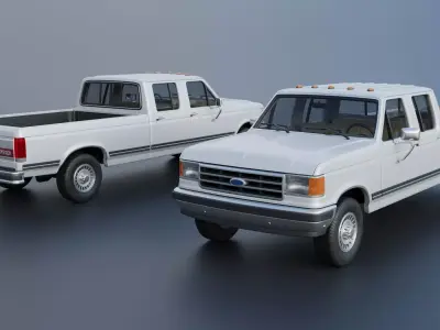 Pickup Truck F-350 Crew Cab 1987 3D print model