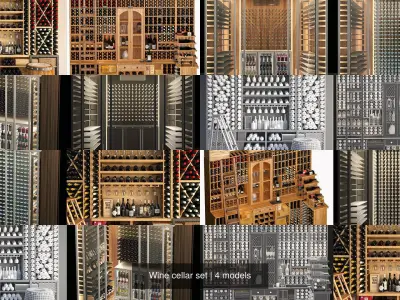 Wine cellar set 3D Model Collection
