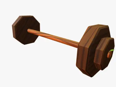 Cartoon Wooden Barbell Low-poly 3D model