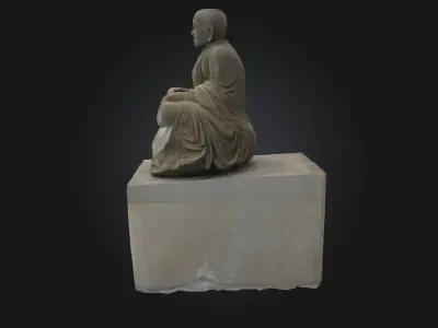 Seated Stone Monk Meditative Sculpture 3D model
