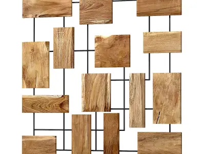 Decorative wall panel with wooden elements 3D model