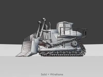 Hydraulic bulldozer tracked construction site vehicle green Low-poly 3D model
