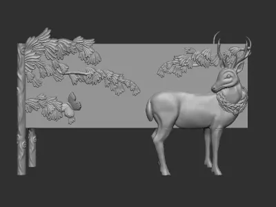 Handcarved Land and Sky Buffet 3D model