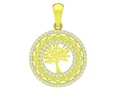 Elegant Tree Of Life Round Pendant With Decorative Frame 4232 3D print model