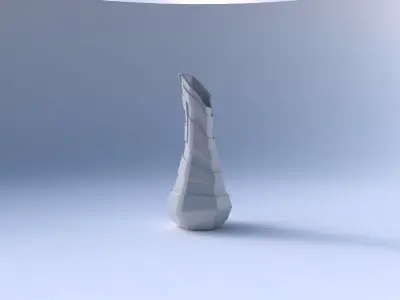 Vase top bent hexagon 2 with sharp ribbons 3D print model