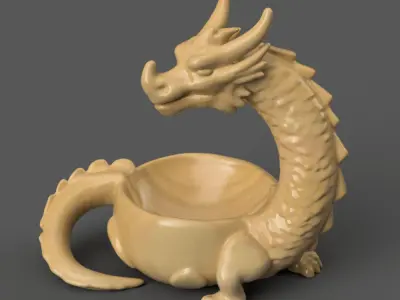 Dragon Organizer Echo Dot Holder planter candle holder 2 3D print model