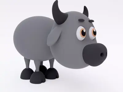 Buffalo cartoon animal 3d model 3D model
