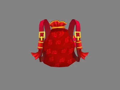 cartoon lucky bag - Chinese style backpack decoration Low-poly 3D model
