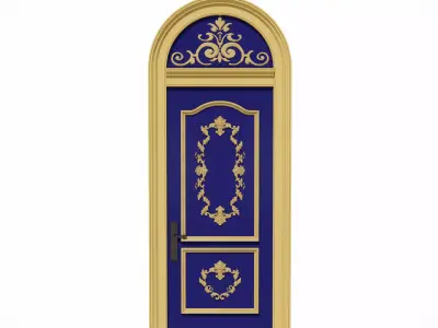Ornamented French-Style Front Door with Arch 3D model