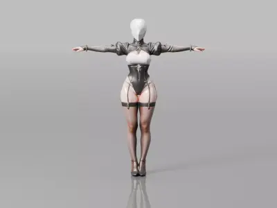 Futuristic Maid Servant LOW AND HIGH POLY Low-poly 3D model