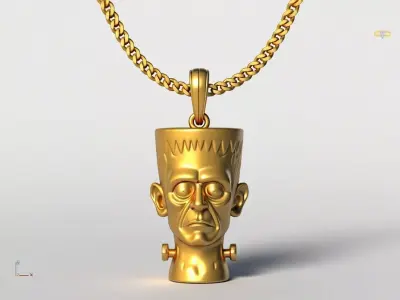 frankenstein pendant charms - one inch pendant 3D print model