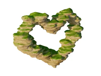 Fantasy heart terrain garden and lanscape WET effect included 3D model