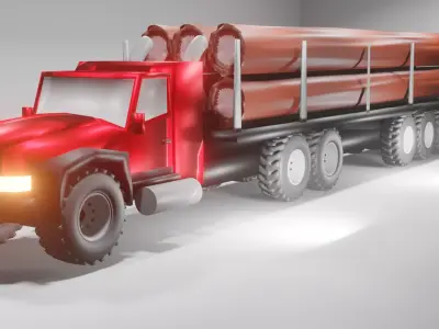 Model 3D Truck with Trees Free 3D model