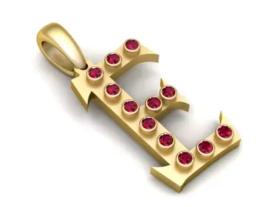 Letter E Pendant  3D Printable   Model 3D print model