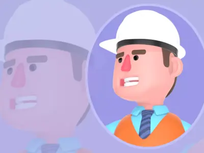 3D Cartoon Male Architect Character - Angry with Wrench 3D model