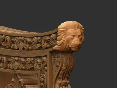 Carved church chair - Bishop stool wood carved 3D model
