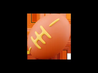 3d llustration of an American Football Ball on white background 3D model