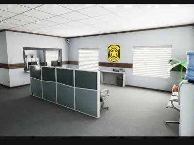 Police Station Stylized Low-poly 3D model