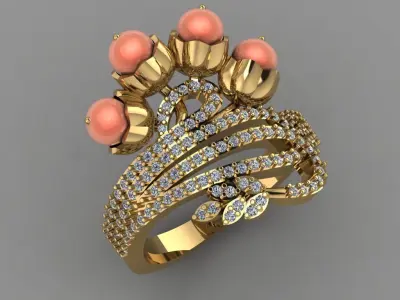 Perls With daimond Ring  3D printable Model mode 3D print model 3D print model