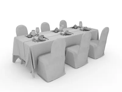 Banquet Table and Chair 117 3D model