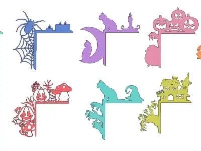 HALLOWEEN DOOR OR WINDOW CORNER SET OF 10 MODELS VOL 10 3D print model