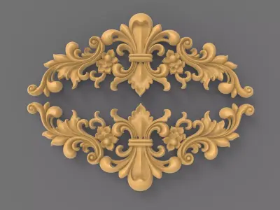 Floral Wood Carving for Furniture - 2 3D model
