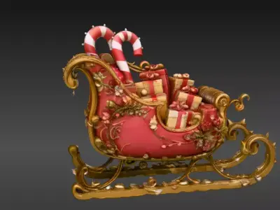 Christmas Candy Gift Sleigh Holiday Candy Sleigh 3D Model  Low-poly 3D model