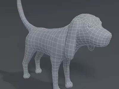 Cartoon Dog Hound Base Mesh 3D Model Low-poly 3D model