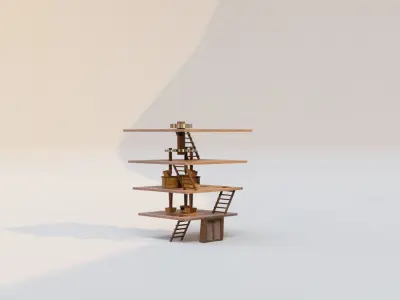 3d model Mill wooden windmill Low-poly 3D model