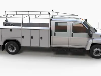 Crewcab service truck Low-poly 3D model