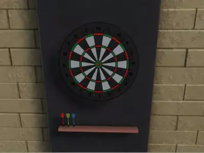Darts dart board and Low-poly 3D model