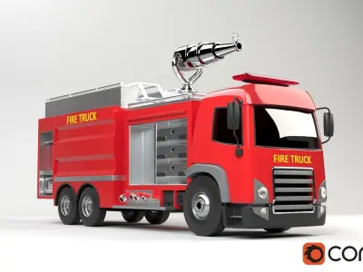 3D model of  rigged Fire Truck cartoon ready to animate 3D model