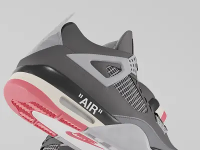 Jordan 4 Off White Bred  Low-poly 3D model