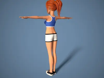 cartoon sport girl Low-poly 3D model
