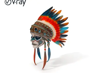 Tribal Feathered Mask D Model Pack Low-poly 3D model