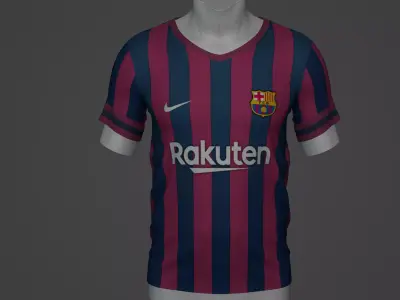 barcelona Football Jersey T-Shirt - Soccer Kit Low-poly 3D model purchase