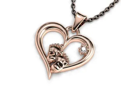 Baby feet in a heart pendant 3D print model 3D print model