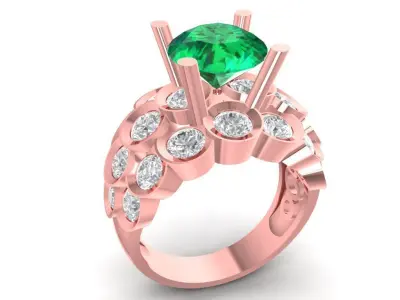 Luxury Cluster Emerald Ring for Women 3D Model 901 3D print model