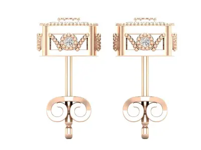 AV 680 Diamond Ladies Halo Stud Earrings 3D print model